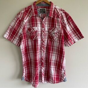 BKE Vintage Look Men's Athletic Fit Button Up Plaid Short Sleeve Shirt Size XXL